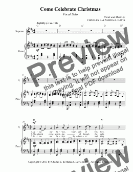 page one of Come Celebrate Christmas - Soprano Solo