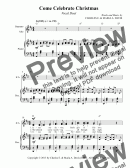 page one of Come Celebrate Christmas - Soprano/Alto Duet