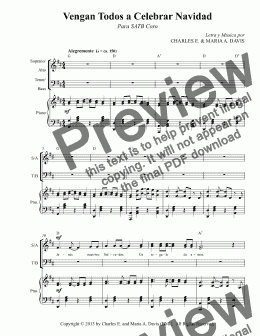 page one of Vengan Todos a Celebrar Navidad - SATB Coro