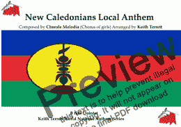 page one of New Caledonians Local Anthem (Hymne de laNouvelle Caledonie) for Brass Quintet