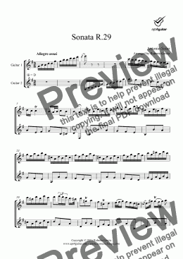 page one of Sonata R.29 for guitar duet