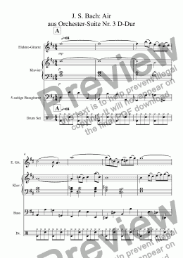 page one of J. S. Bach: Air, Suite Nr. 3 for Pop-Band