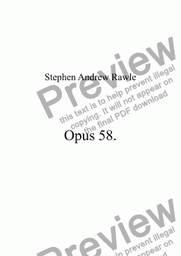 page one of Opus 58, Hygrobia Herrmanni, for flugelhorn, violin & piano