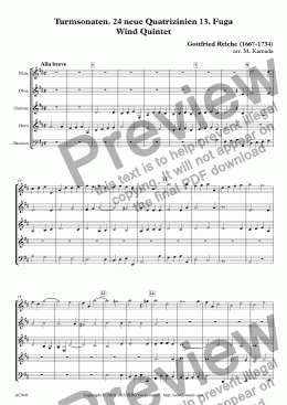 page one of Turmsonaten. 24 neue Quatrizinien 13. Fuga Wind Quintet