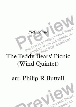 page one of The Teddy Bears’ Picnic (Wind Quintet)