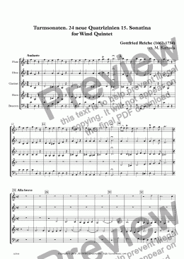 page one of Turmsonaten. 24 neue Quatrizinien 15. Sonatina for Wind Quintet