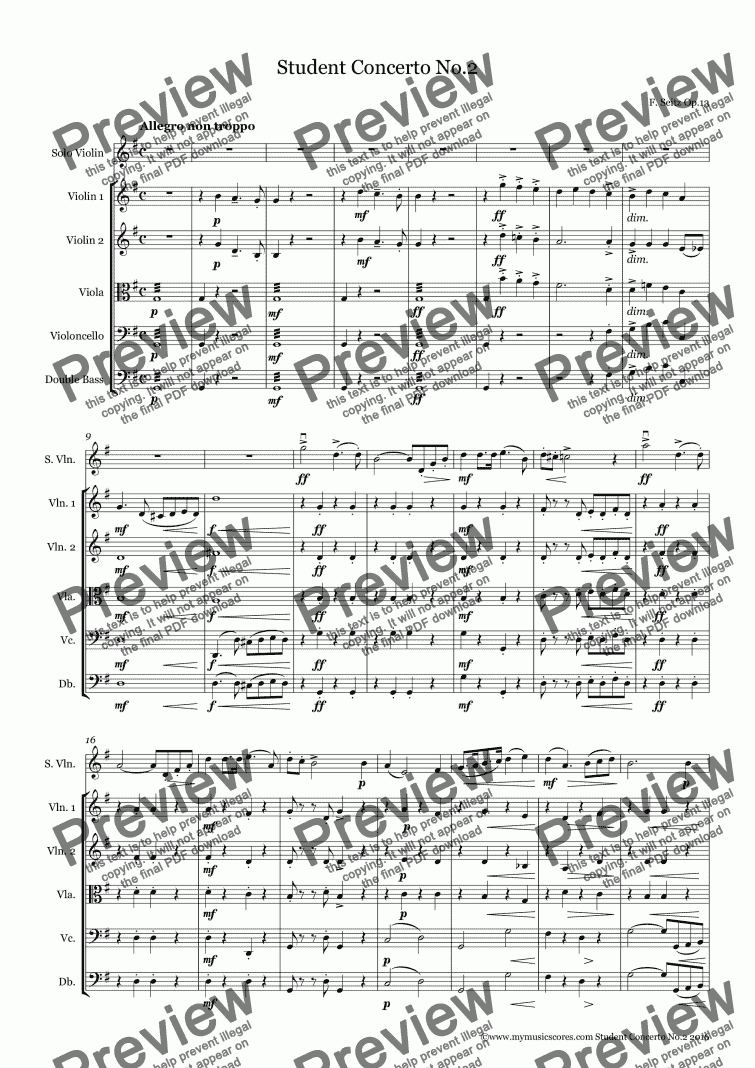 Seitz Student Concerto No 2 For Violin And String Orchestra Buy Pdf