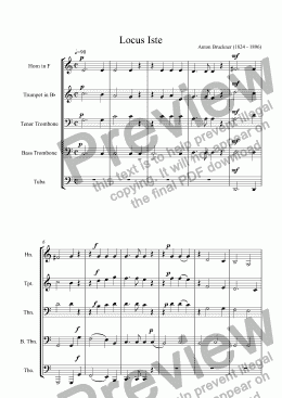 page one of Bruckner - Locus Iste for Brass Quintet