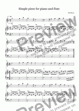 page one of Simple piece for piano and flute