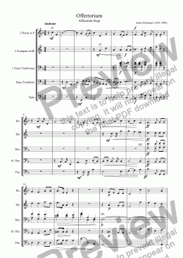 page one of Bruckner - Offertorium (Afferentur Regi) for Brass Quintet