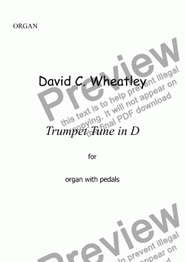 page one of Trumpet tune by David Wheatley for organ solo