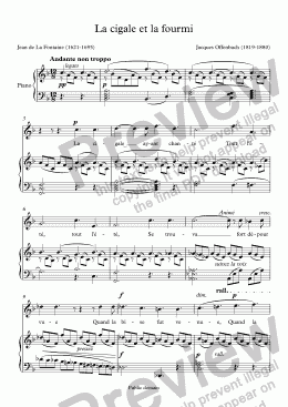 page one of La cigale et la fourmi (Jacques Offenbach / La Fontaine)