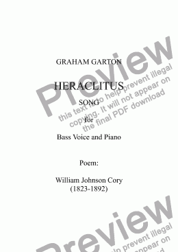 page one of SONG - 'HERACLITUS' Setting for SOLO BASS Voce and Piano. Poem: William Johnson Cory (1823-1892).