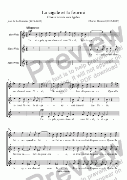 page one of La cigale et la fourmi (Charles Gounod / La Fontaine)