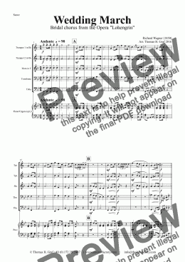 page one of Wedding March - Bridal chorus Lohengrin - Brass Quintet