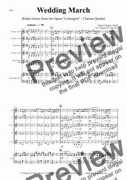 page one of Wedding March - Bridal chorus Lohengrin - Clarinet Quartet 