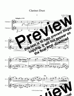 page one of Clarinet Duet - Score and parts