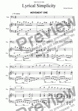 page one of  Tuba Suite - "Lyrical Simplicity" (final version)