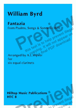 page one of Fantazia arr. six equal clarinets