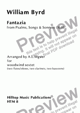 page one of Fantazia arr. woodwind sextet