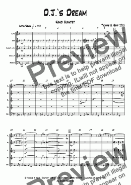 page one of D.J.s Dream - Latin/Samba - Wind Quintet