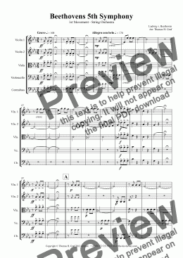 page one of Beethovens 5th Symphony - 1st Movement - String Orchestra 