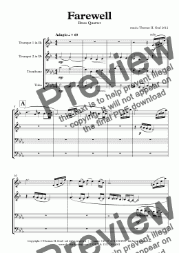 page one of Farewell - Sad Ballad - Brass Quartet 