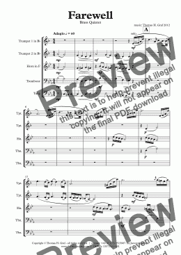 page one of Farewell - Sad Ballad - Brass Quintet 