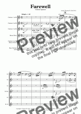 page one of Farewell - Sad Ballad - Clarinet Quintet 