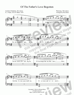 page one of Of The Father’s Love Begotten - Christmas Carol / Hymn Piano Solo