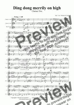 page one of Ding dong merrily on high - Swing - Clarinet Trio