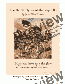 page one of Battle Hymn of the Republic ’’Mine Eyes Have Seen the Glory’’ for Wind Quintet