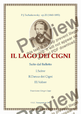 page one of Lago dei Cigni - Swan Lake -Suite  (1-Scene  2-Danza dei Cigni  3-Valzer) P.J. Ciakovsky