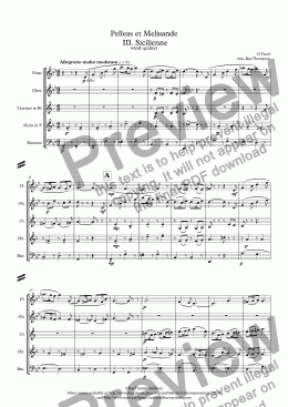 page one of Fauré: Pelleas et Melisande Op.78 Mvt. III. Sicilienne - wind quintet