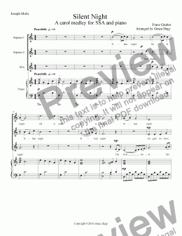 page one of Silent Night (SSA medley)