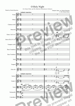 page one of O Holy Night for Alto solo and Orchestra