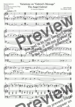 page one of Organ Variations on "Gabriel’s Message" The Angel Gabriel (Christmas Organ Music by Simon Peberdy)