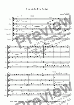 page one of Faure: Il est né, le diving Enfant - wind quintet