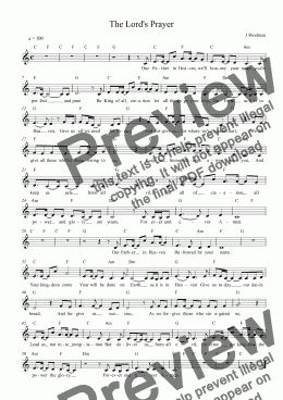 page one of The Lord’s Prayer (original hymn song adapted for children) - leadsheet version