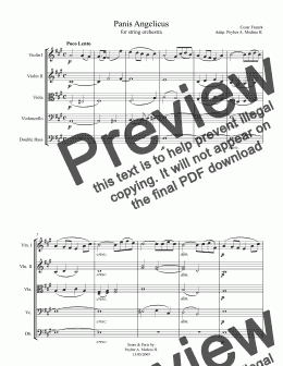 page one of Panis Angelicus - Cesar Franck - String Orchestra