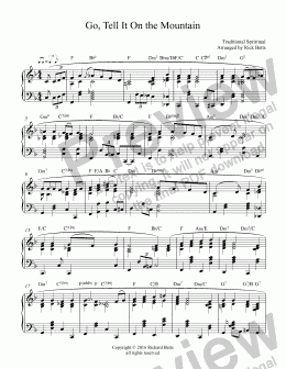 page one of Go, Tell It On the Mountain - Christmas Carol / Hymn Piano Solo