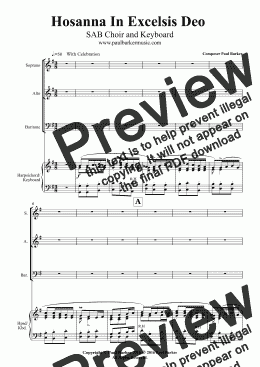 page one of Hosanna In Excelsis Deo (SAB Choir and Keyboard) 