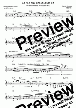 page one of Debussy - The Girl with the Flaxen Hair - La fille aux cheveux de lin - from Premier livre de Préludes - PDF - lead sheet Melody + chords