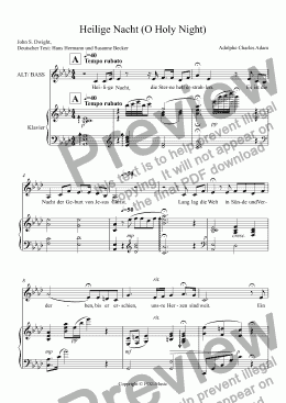 page one of O Holy Night – Heilige Nacht