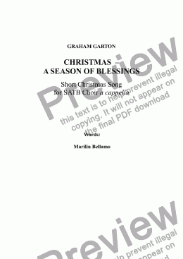 page one of for SATB Choir a cappella. (1-page – Quite difficult harmony)Words: Marilin Bellamo