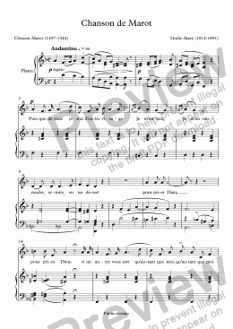 page one of Chanson de Marot (Giulio Alary / Marot)