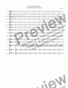 page one of Sonatina For Orchestra Second Movement - Andante