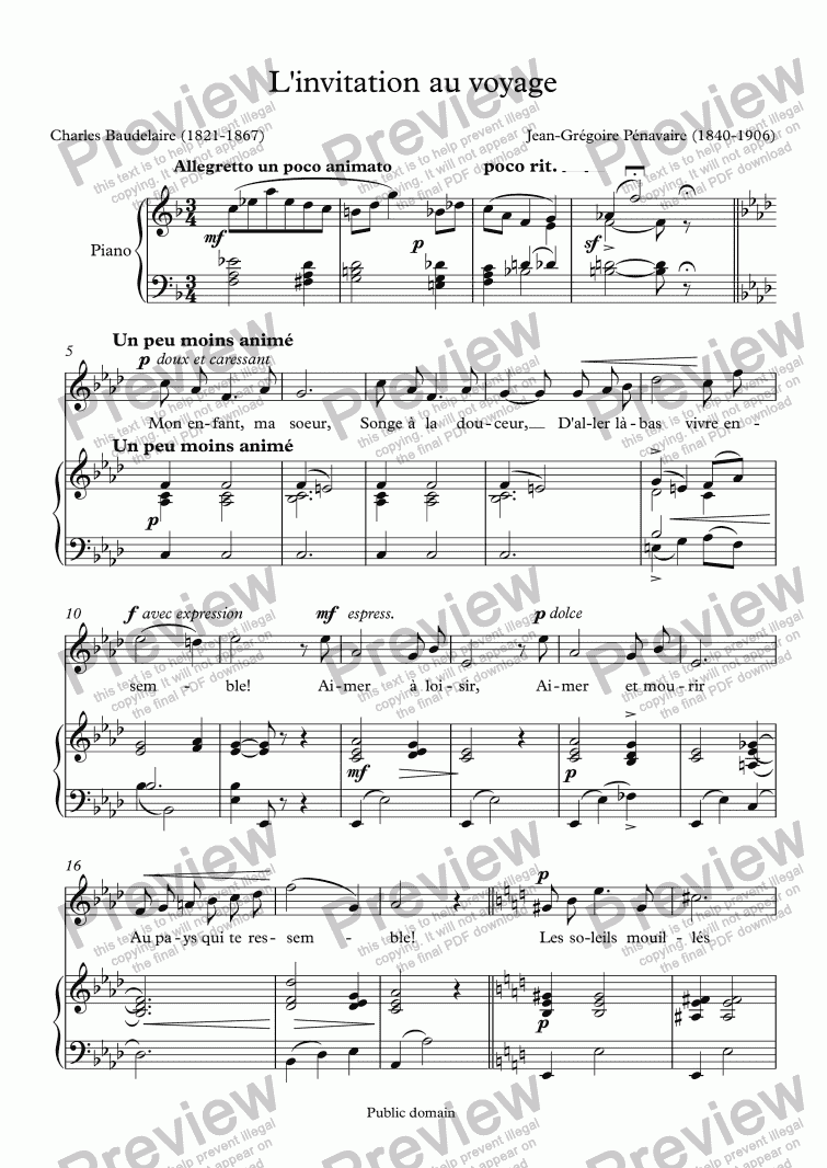 l'invitation au voyage sheet music