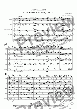 page one of Beethoven: Turkish March (The Ruins of Athens) Op.113 - wind quintet