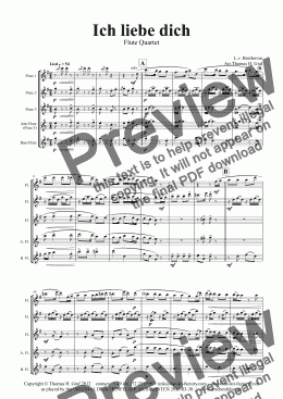 page one of Ich liebe dich - Beethoven goes Polka - Flute Quartet